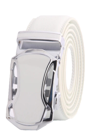 Amedeo Exclusive Men's White Belt White Buckle Genuine Leather - Amedeo Exclusive