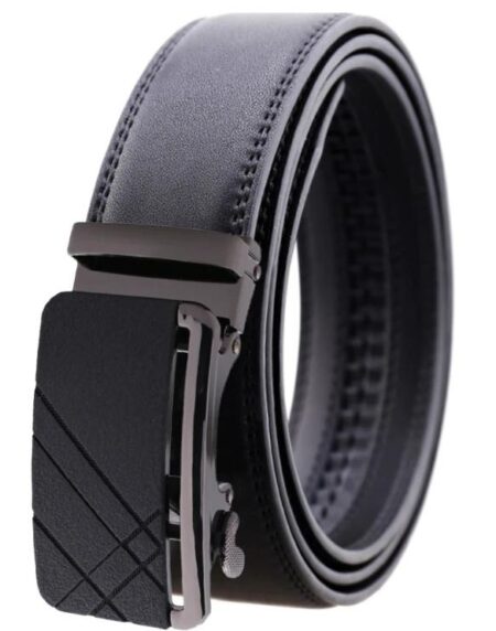 Amedeo Exclusive Men's Black Belt Black Buckle Leather - Amedeo Exclusive