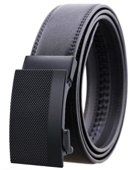 Amedeo Exclusive Men's Black Belt Black Buckle Leather - Amedeo Exclusive