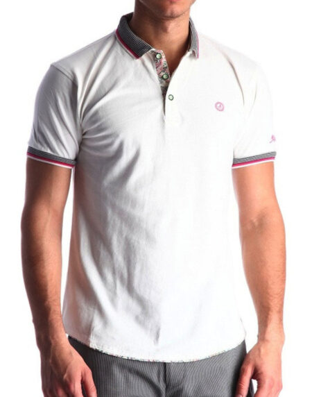 Men's White - Paisley Turkey Slim Fit Mesh Polo Shirt ( Size - Only XS ) - Amedeo Exclusive