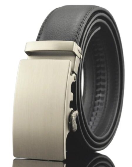 Amedeo Exclusive Men's Black Belt Silver Buckle Leather - Amedeo Exclusive