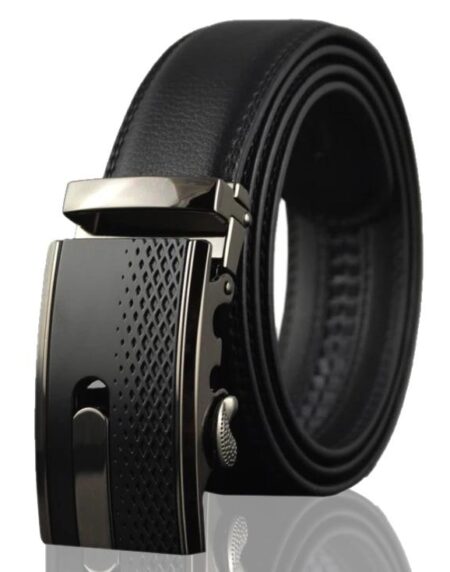 Amedeo Exclusive Men's Black Belt Black Buckle Leather - Amedeo Exclusive