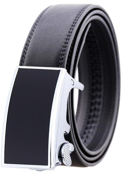 Amedeo Exclusive Men's Black Belt Black Matte Buckle Leather - Amedeo Exclusive