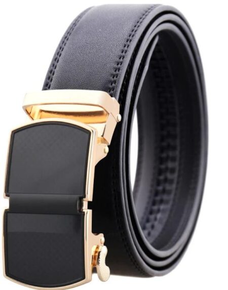 Amedeo Exclusive Men's Black Belt Gold Buckle Leather - Amedeo Exclusive