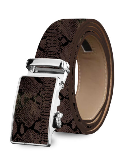 Men's Genuine Leather Smart Ratchet Automatic Belt Perfect Fit No holes! Brown - Amedeo Exclusive