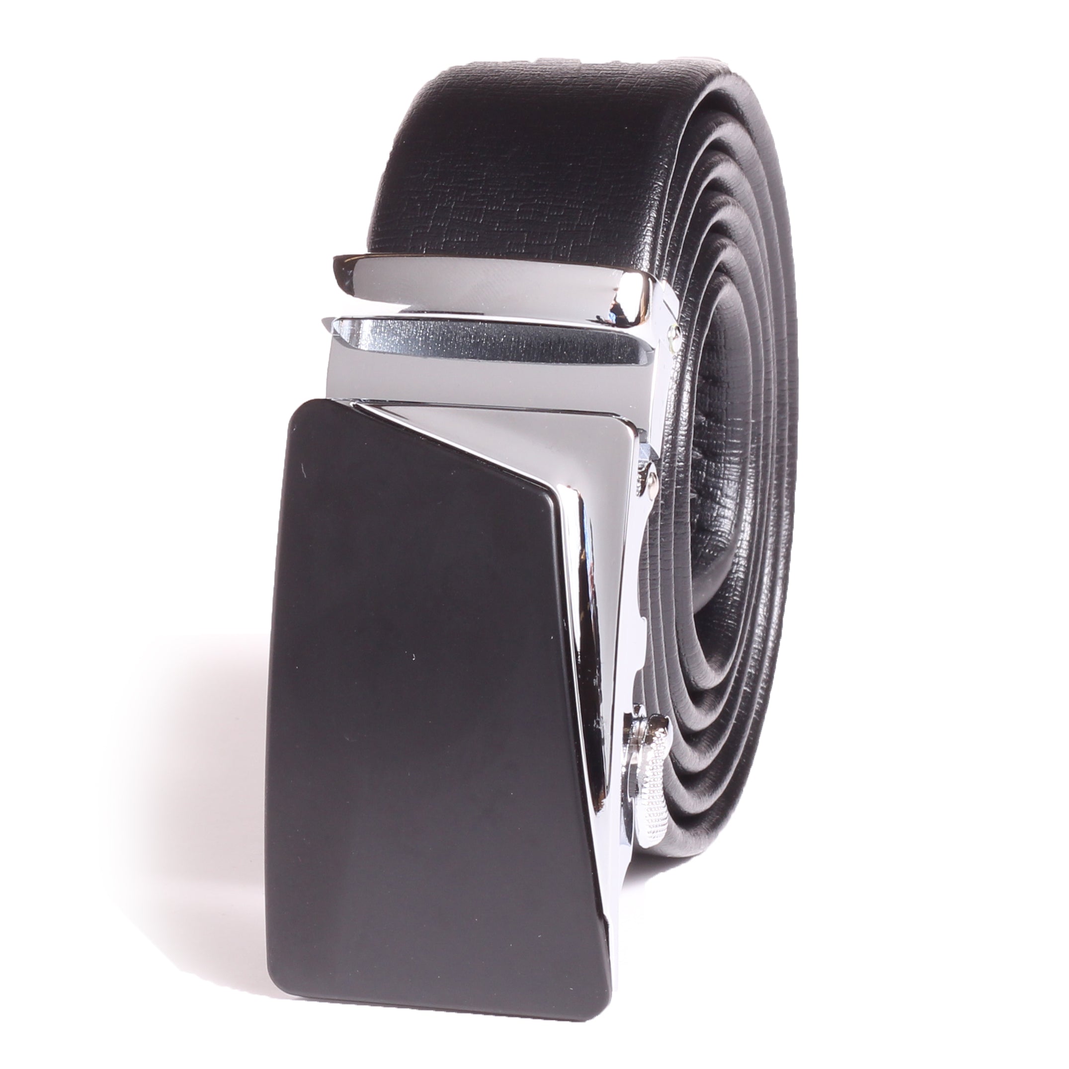 Men's Smart Ratchet No Holes Automatic Buckle Belt in Silver & Black Color - Image 2