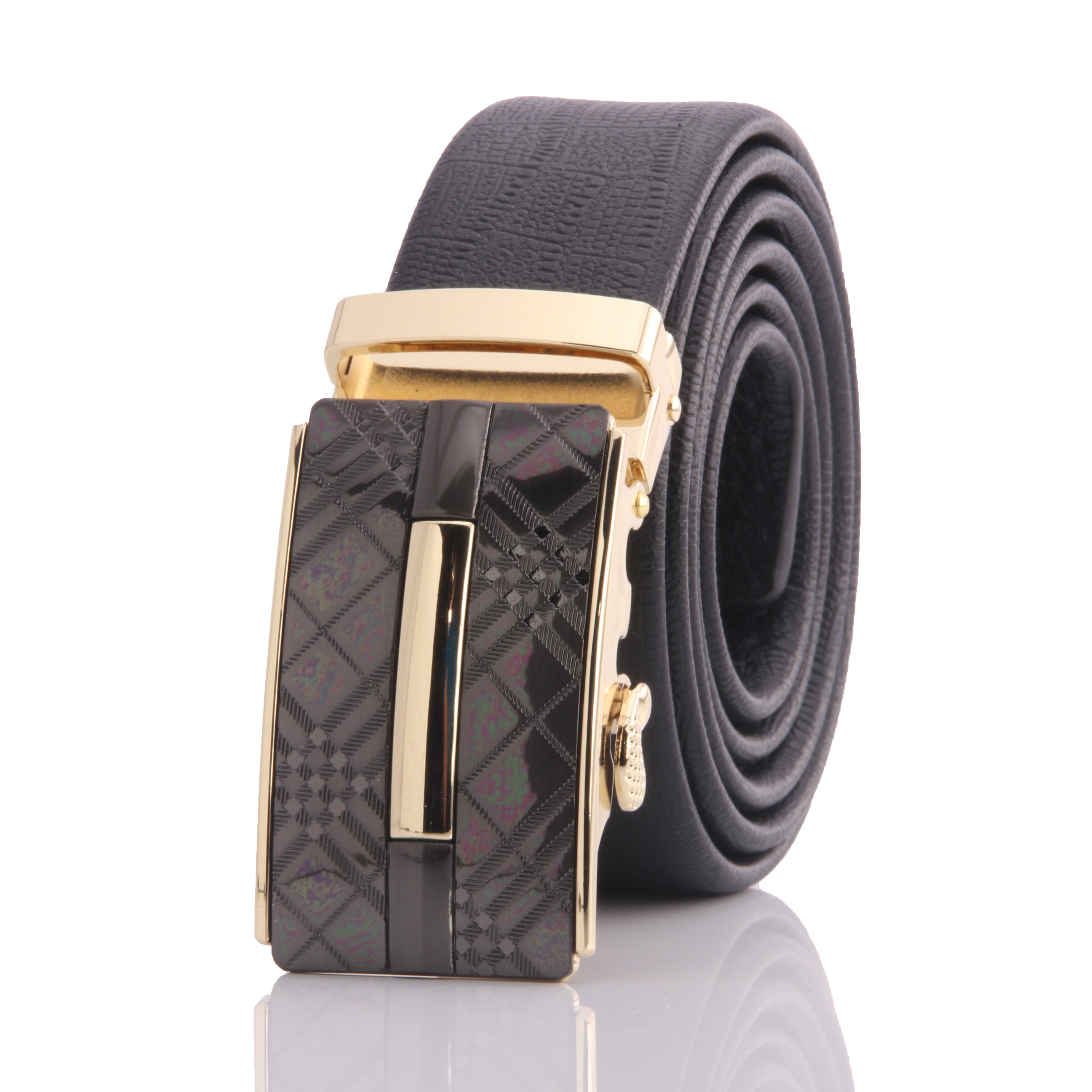 Amedeo Exclusive Men’s Black Ratchet Belt – Gold & Black Automatic Buckle (Adjustable 26”–52”) Luxury Gift Box - Image 2