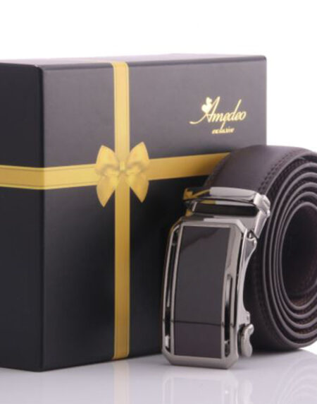 Men's Stainless Steel Black Belt - Black Buckle Belt - Amedeo Exclusive