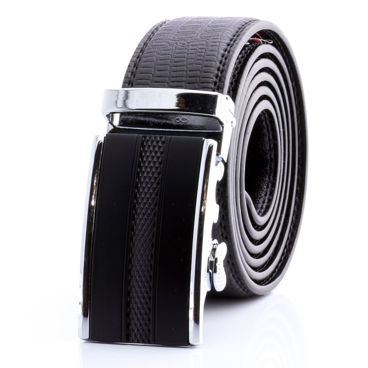 Men's Stainless Steel Black Belt with Black Buckle - Image 2