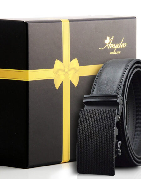 Men's Stainless Steel Black Belt with Black Buckle - Amedeo Exclusive