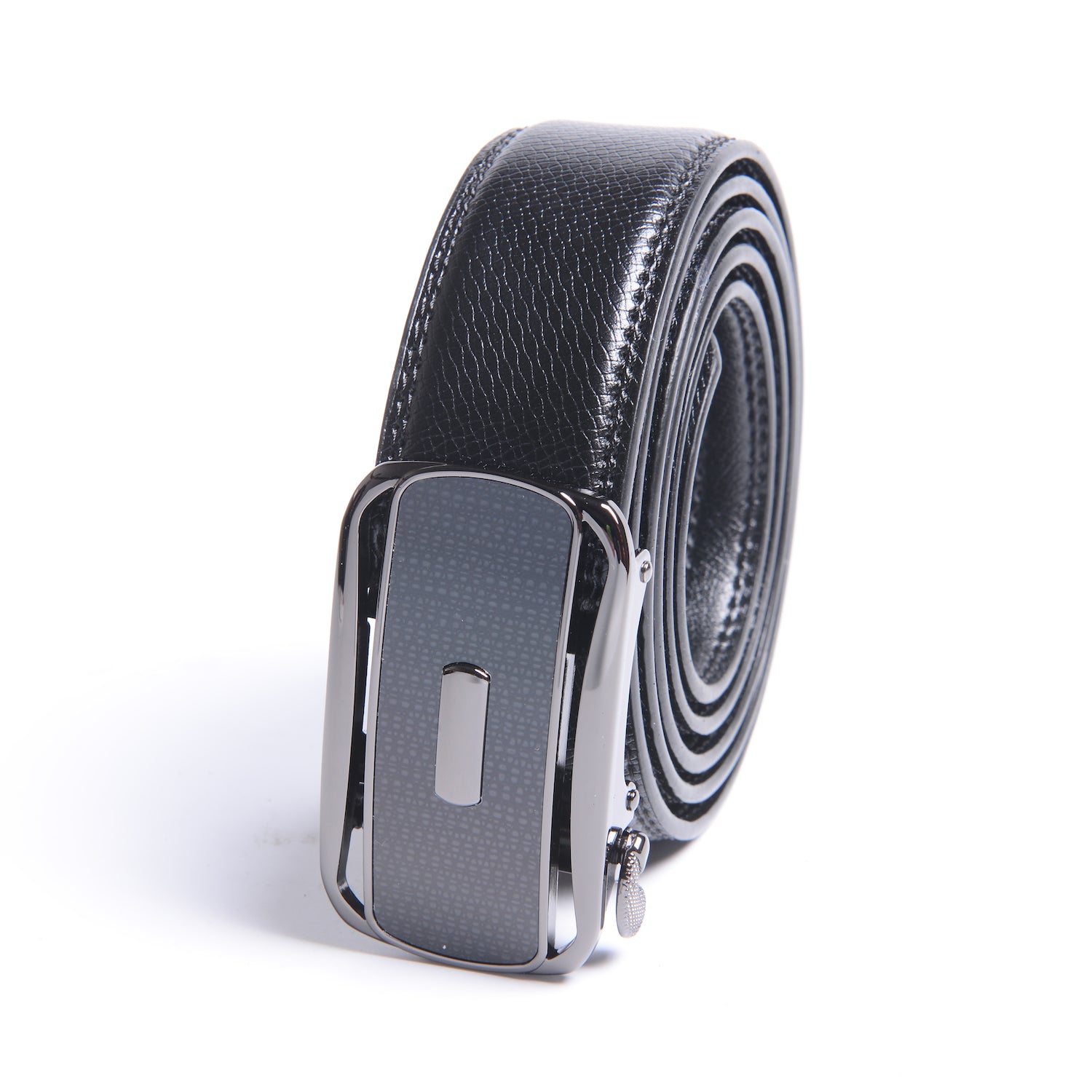Black Ratchet Belt – Stainless Steel Silver & Black Automatic Buckle | Adjustable 26”–52” - Image 2