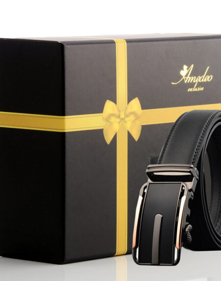 Men's Stainless Steel Belt with Copper & Black Buckle - Amedeo Exclusive