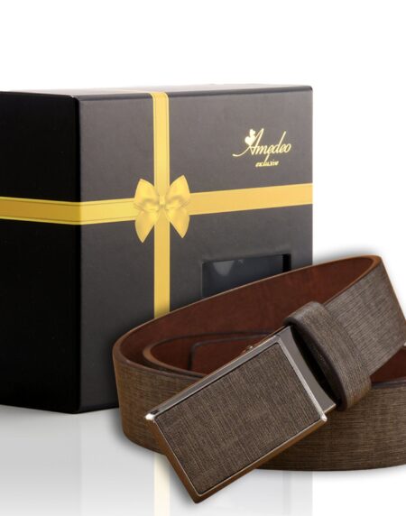 Men's Stainless Steel Buckle Tan Belt - Amedeo Exclusive