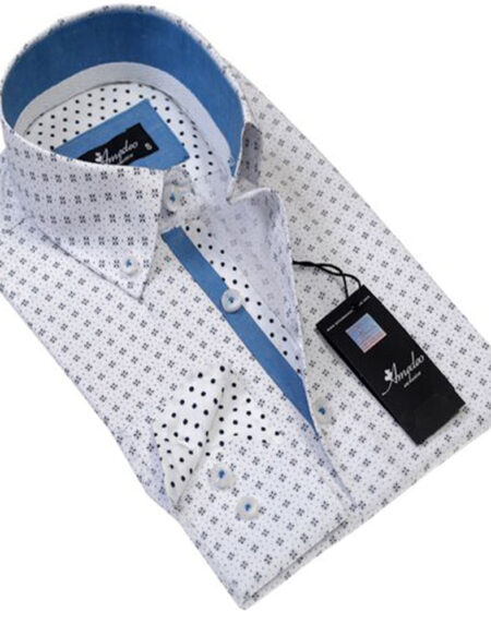 White Black Mens Slim Fit Designer Dress Shirt - tailored Cotton Shirts for Work and Casual Wear - Amedeo Exclusive