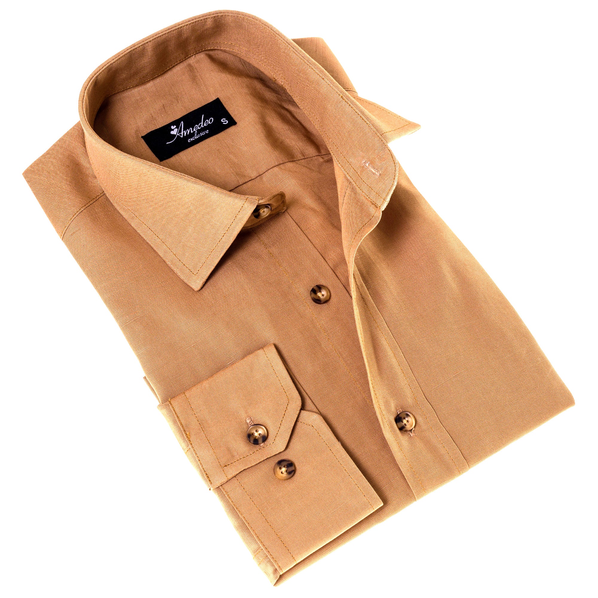 Men’s Brown Linen Shirt - Luxury Tailor Fit European Made Button-Up - Image 3