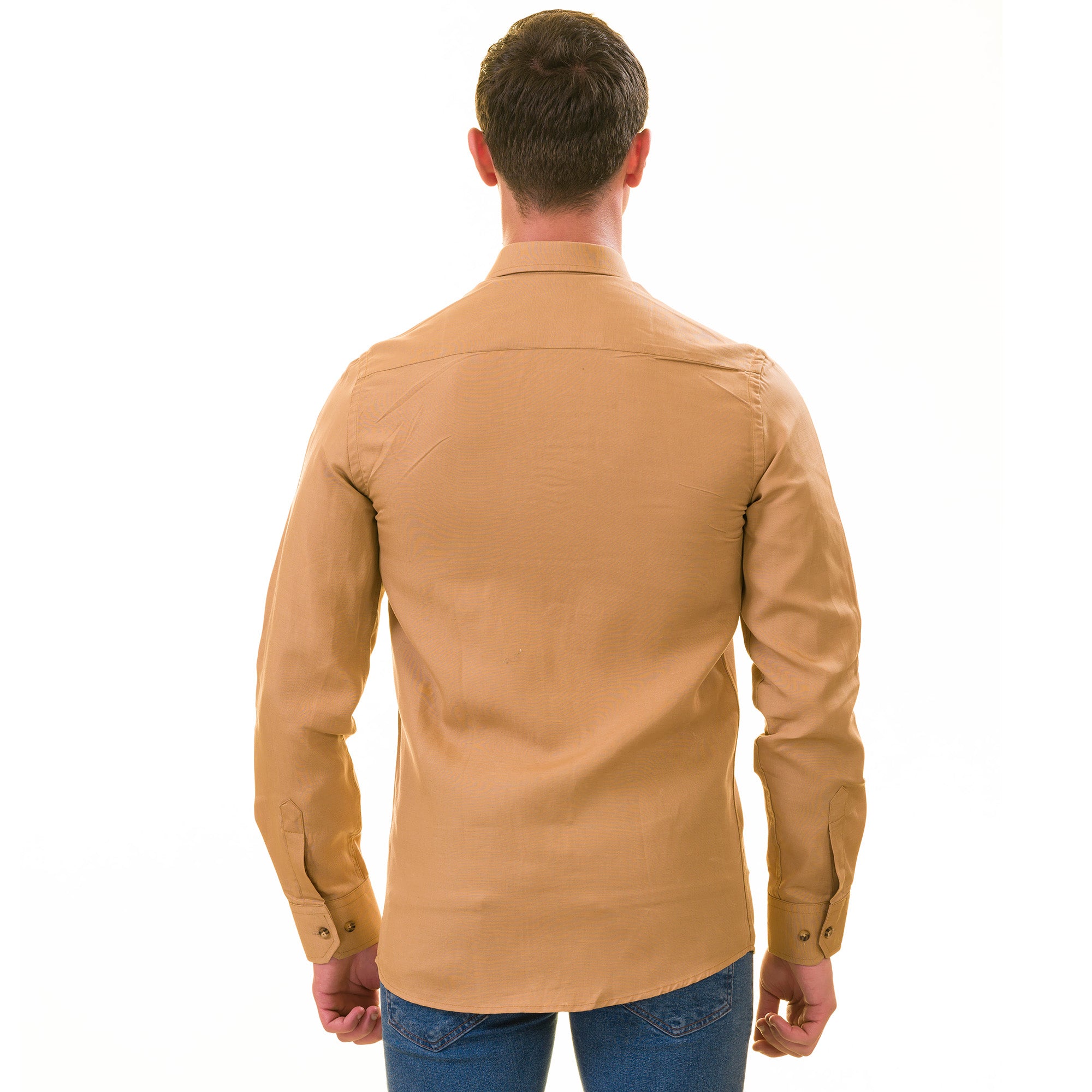 Men’s Brown Linen Shirt - Luxury Tailor Fit European Made Button-Up - Image 5