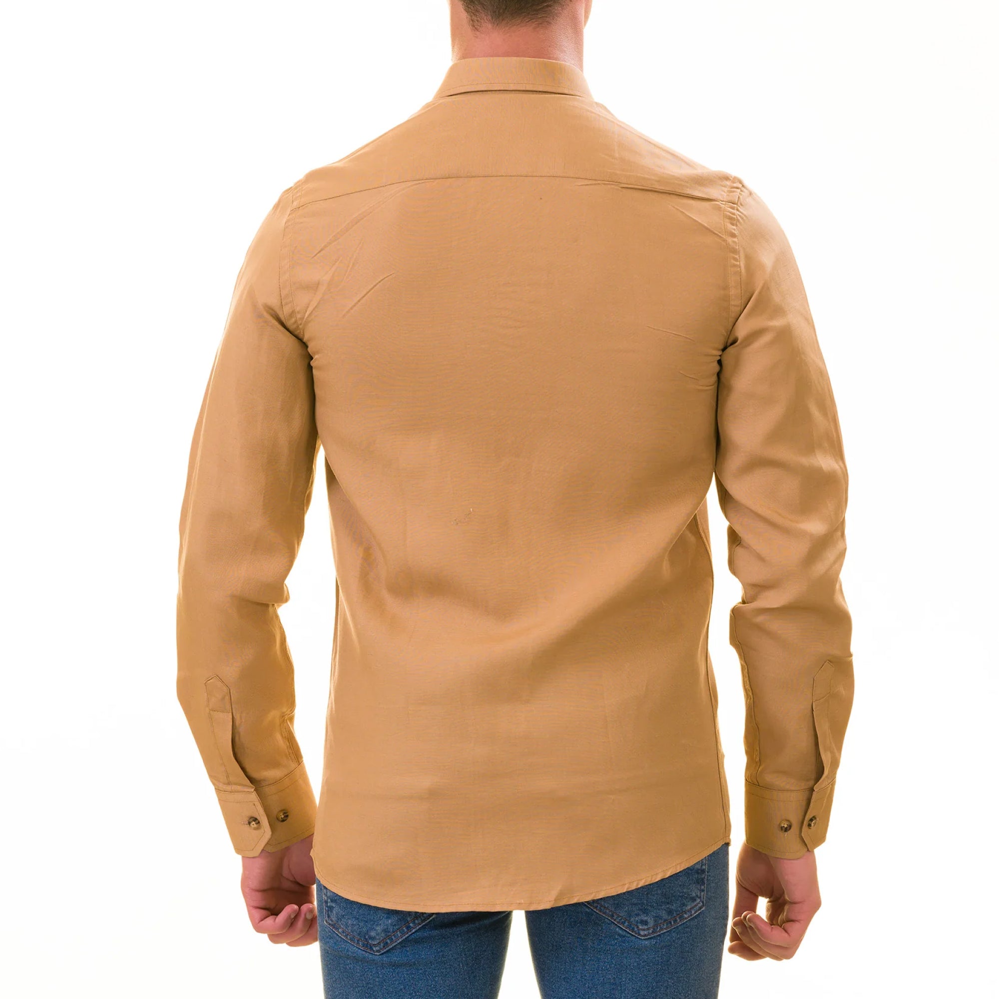 Men’s Brown Linen Shirt - Luxury Tailor Fit European Made Button-Up - Image 2