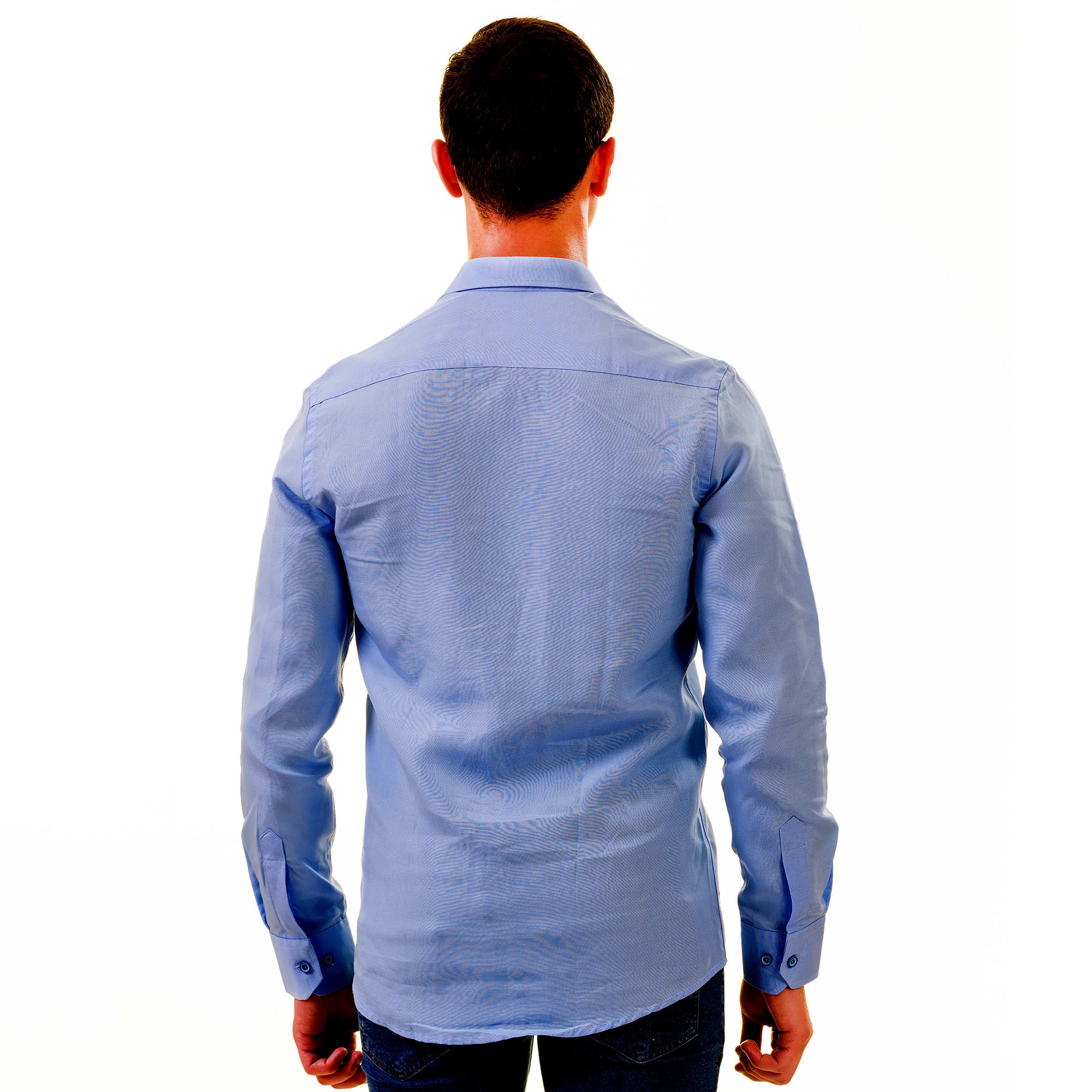 Men’s Sky Blue Linen Shirt - Luxury Tailor Fit European Made Button-Up - Image 5