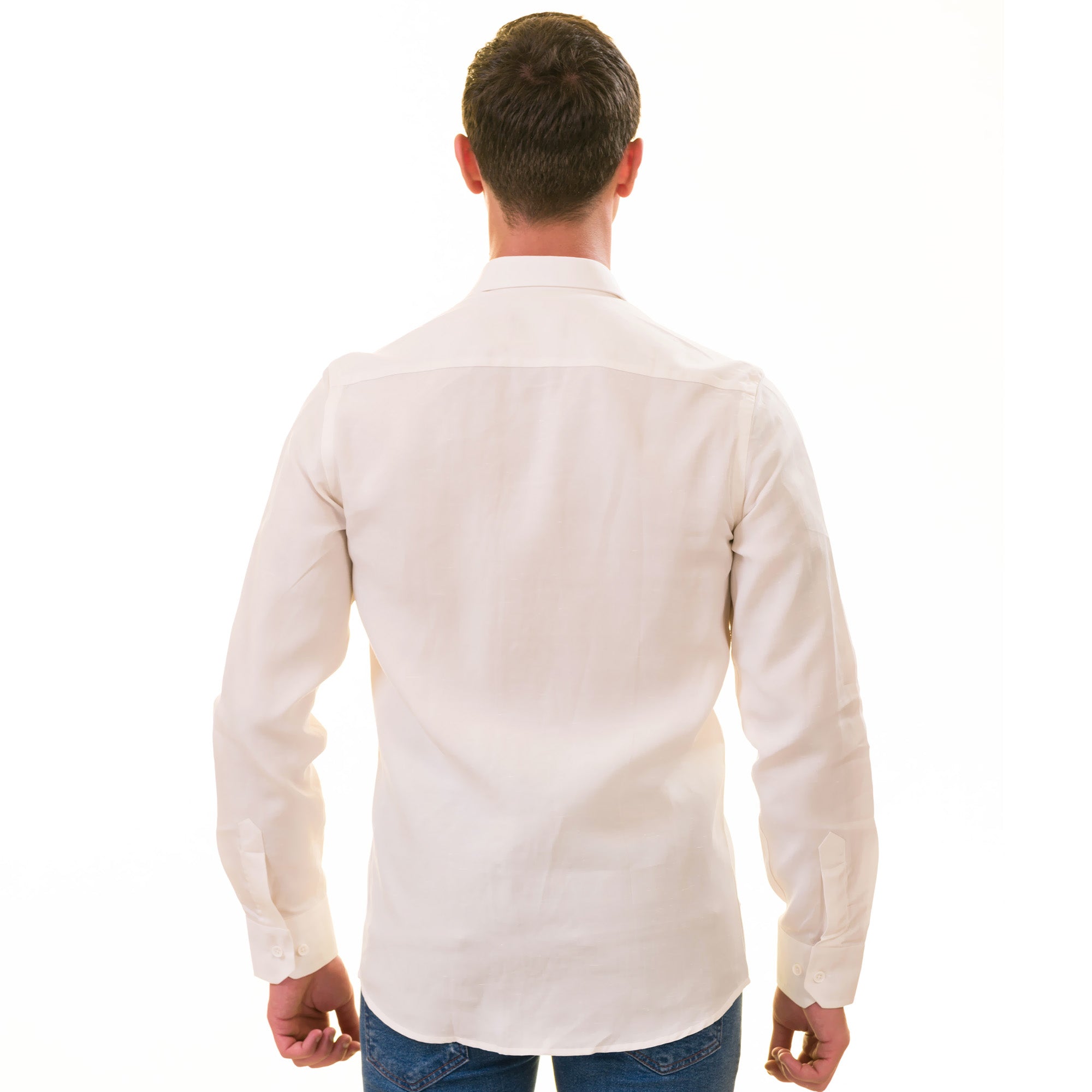 Men’s Off-White Linen Shirt - Luxury Tailor Fit European Made Button-Up - Image 5