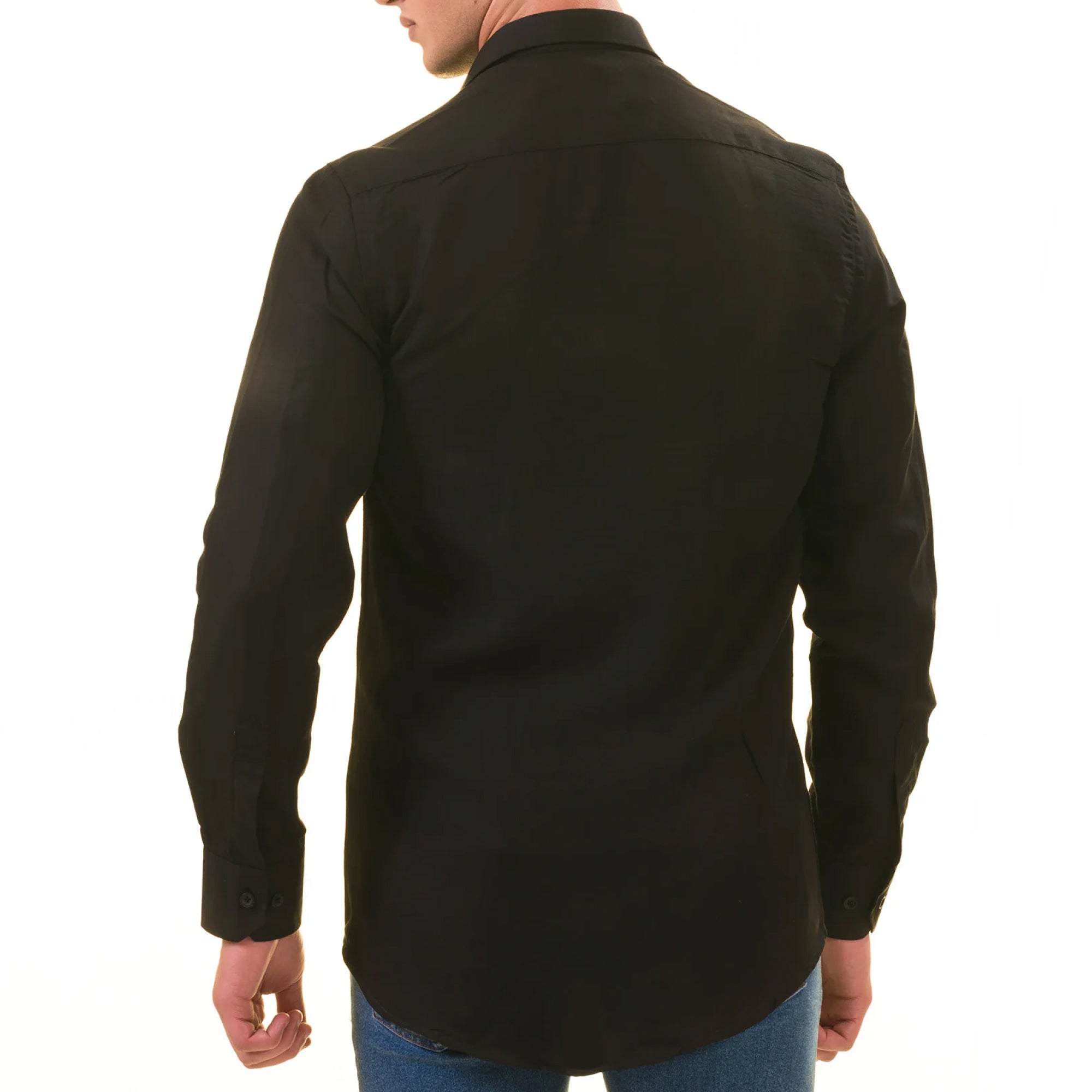 Black Luxury Men's Tailor Fit Button Up European Made Linen Shirts - Image 2