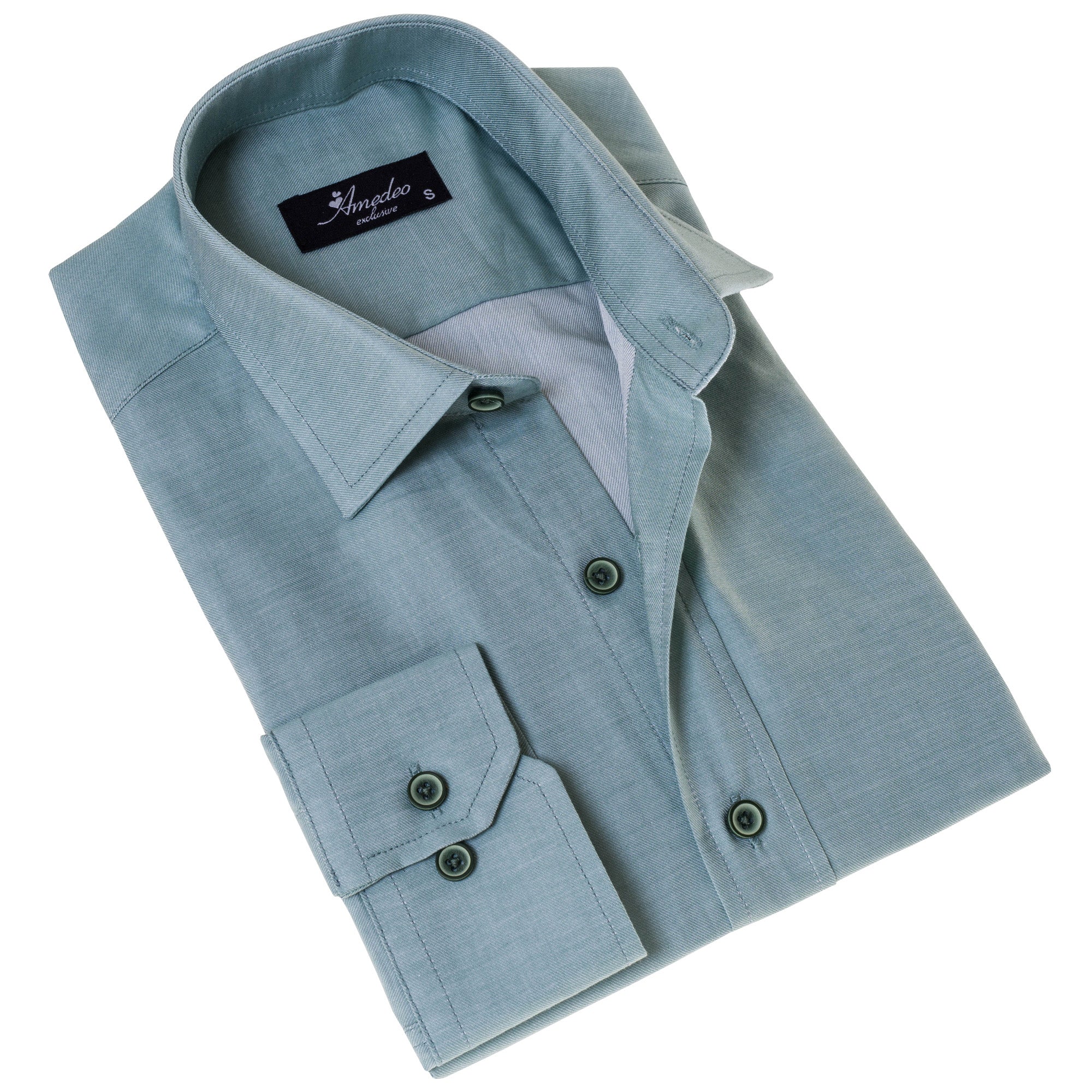 Men’s Blue Linen Shirt - Luxury Tailor Fit European Made Button-Up