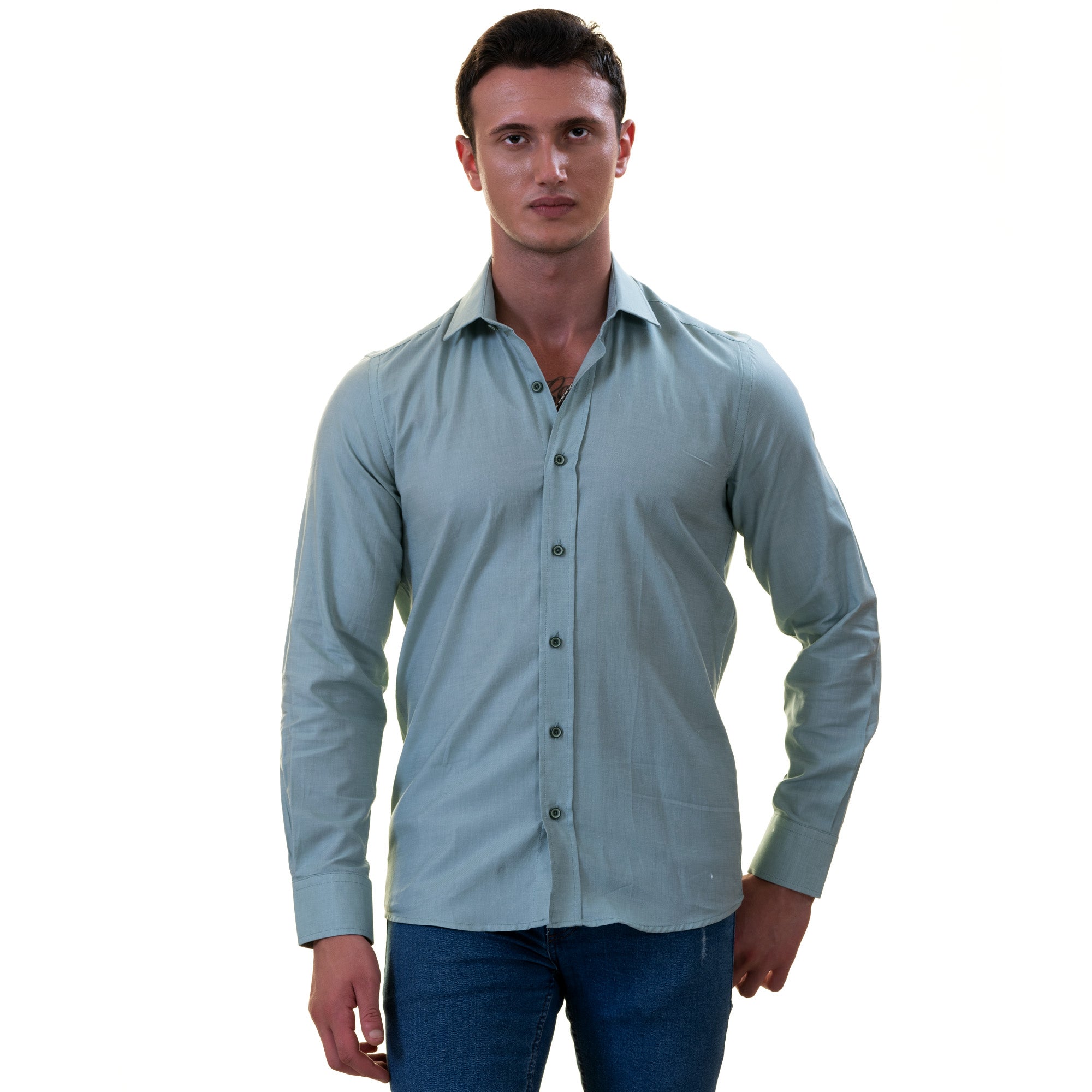 Men’s Blue Linen Shirt - Luxury Tailor Fit European Made Button-Up - Image 2