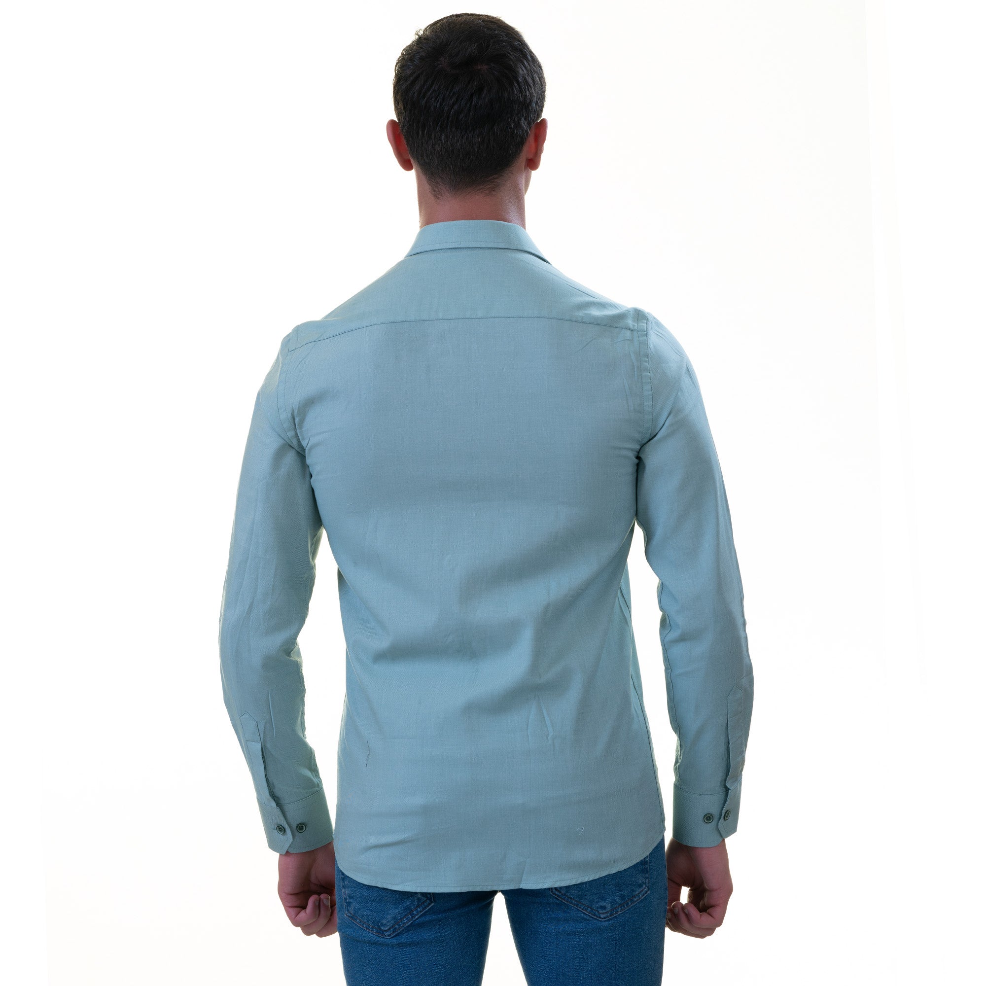 Men’s Blue Linen Shirt - Luxury Tailor Fit European Made Button-Up - Image 3