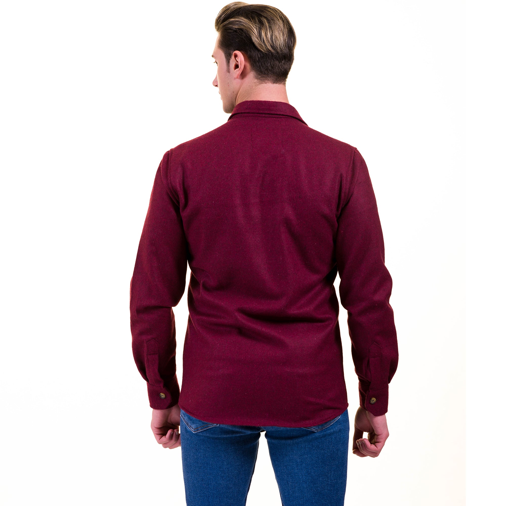 Solid Burgandy Mens Slim Fit Designer Dress Shirt - tailored Cotton Shirts for Work and Casual Wear - Image 4