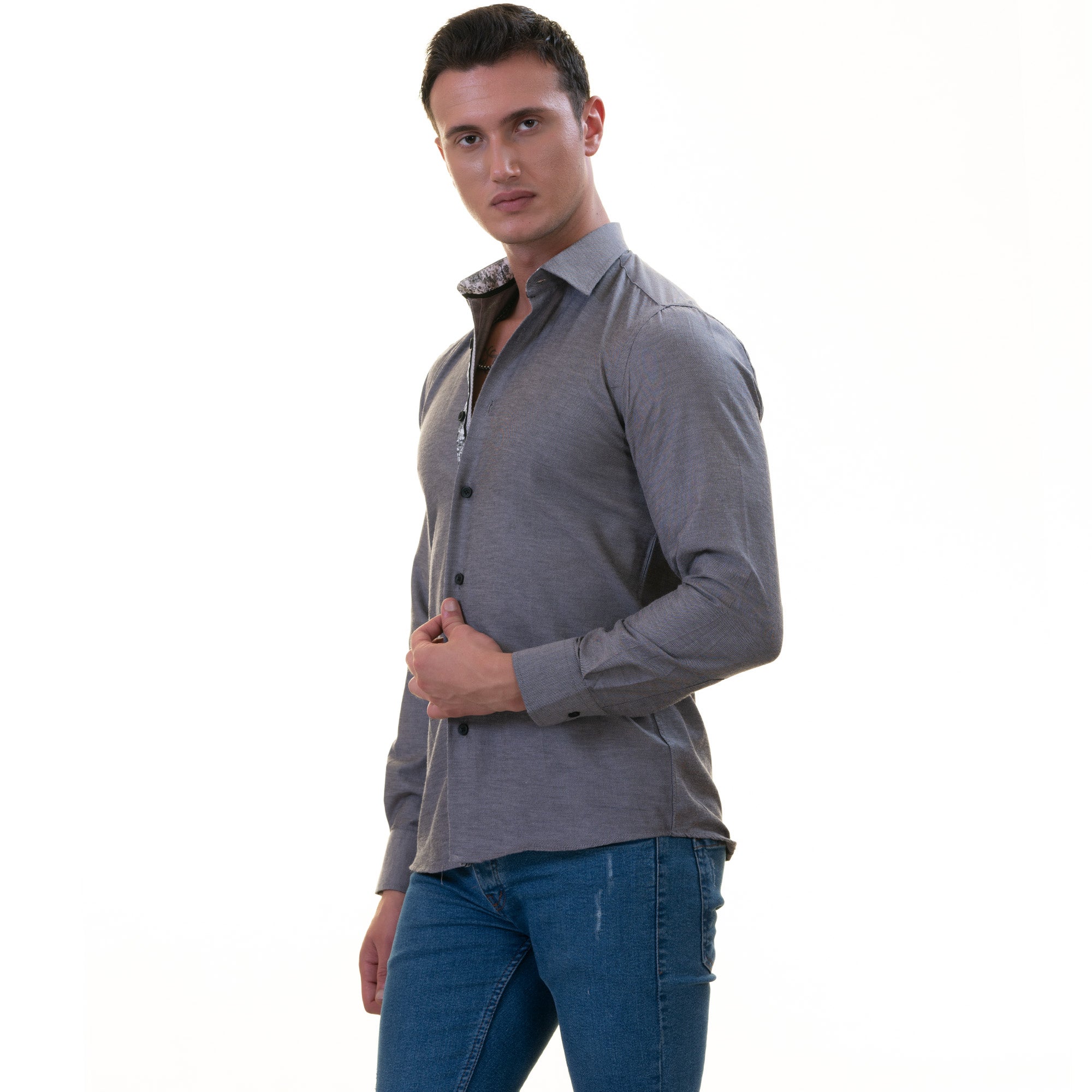 Black Oxford French Cuff Shirt - Slim Fit Cotton Shirts for Men - Work & Casual - Image 4