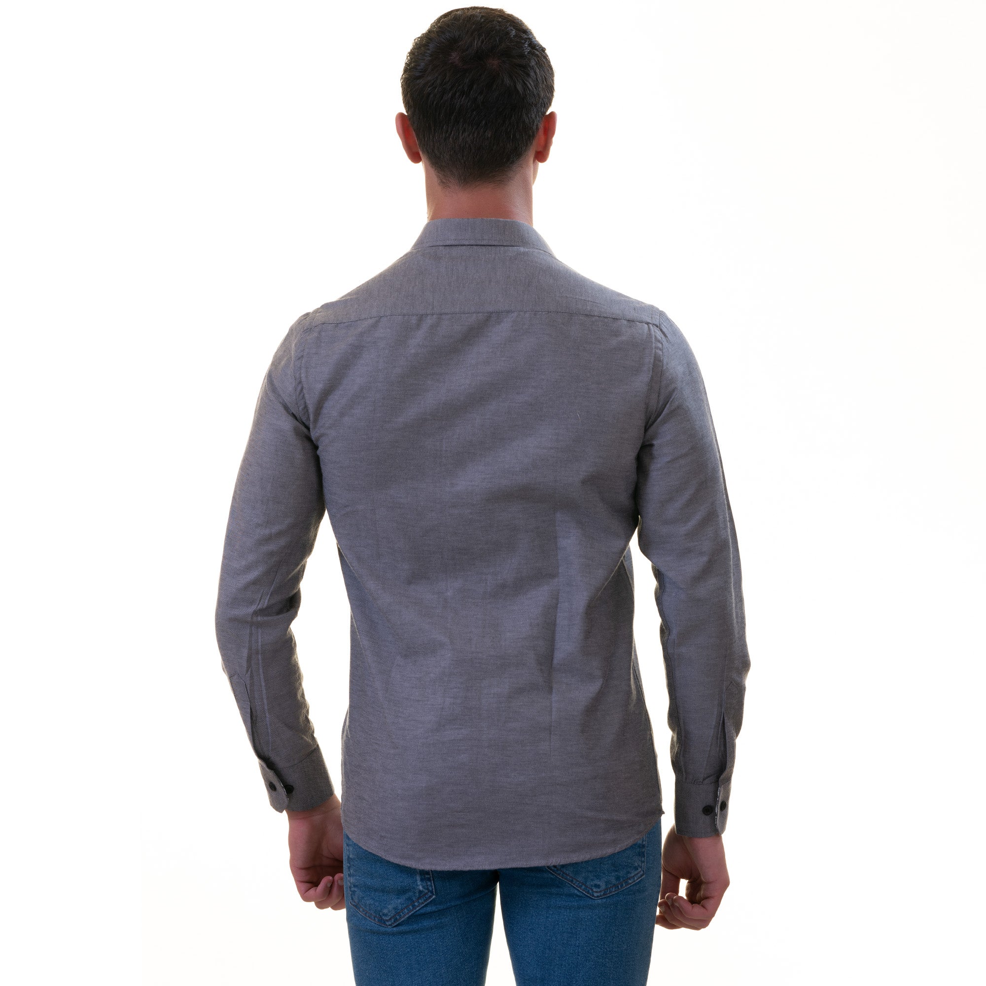 Black Oxford French Cuff Shirt - Slim Fit Cotton Shirts for Men - Work & Casual - Image 5