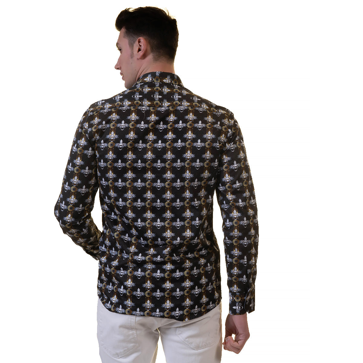 Black, Silver, Gold Medusa Head Mens Slim Fit Designer French Cuff Shirt - tailored Cotton Shirts for Work and Casual Wear - Image 3