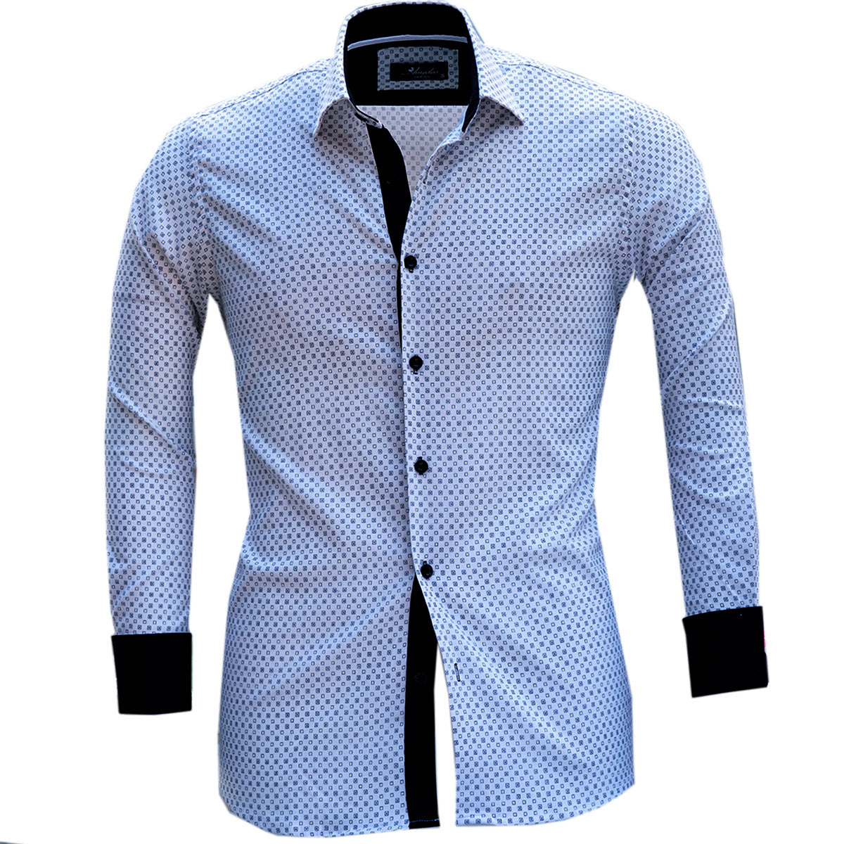 Light Blue Mens Slim Fit Designer Dress Shirt - Tailored Cotton Shirts For Work And Casual - Image 2