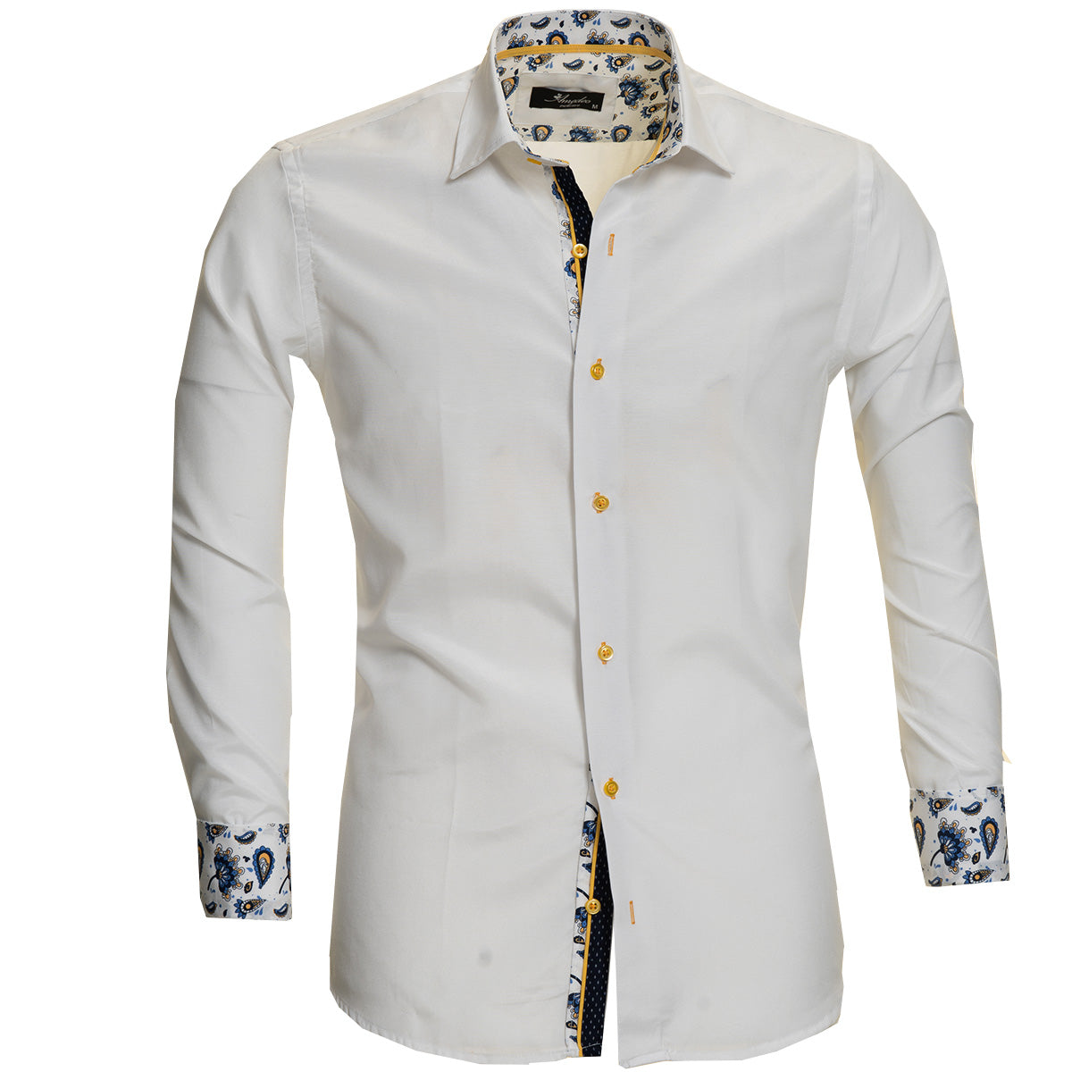 White Mens Slim Fit Designer Dress Shirt - Tailored Cotton Shirts For Work And Casual - Image 2