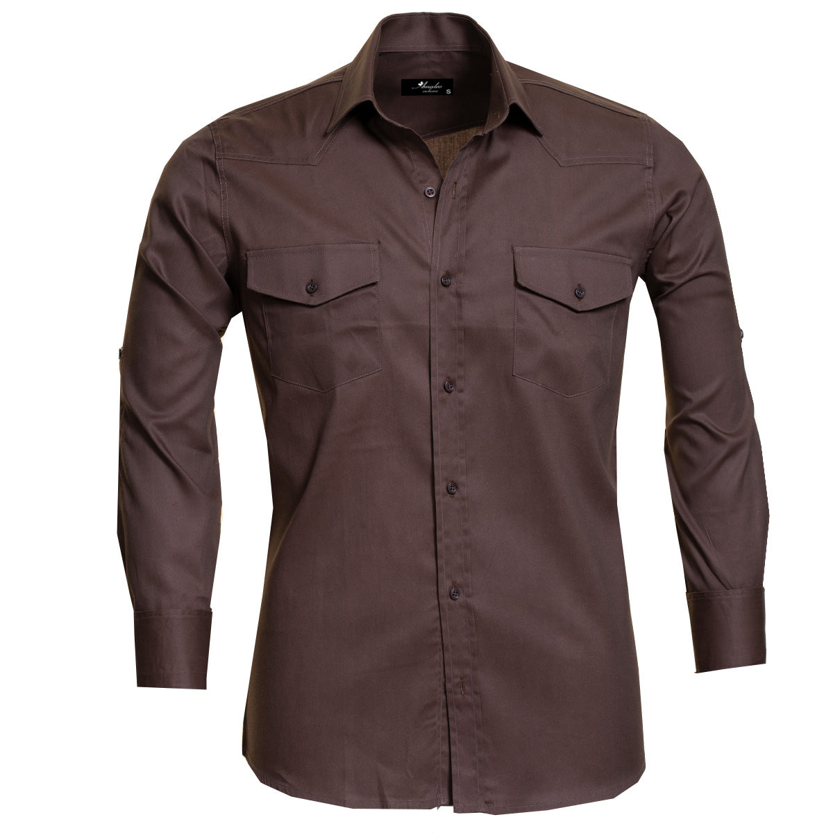Dark Brown Mens Slim Fit Designer Dress Shirt - tailored Cotton Shirts for Work and Casual Wear - Image 2