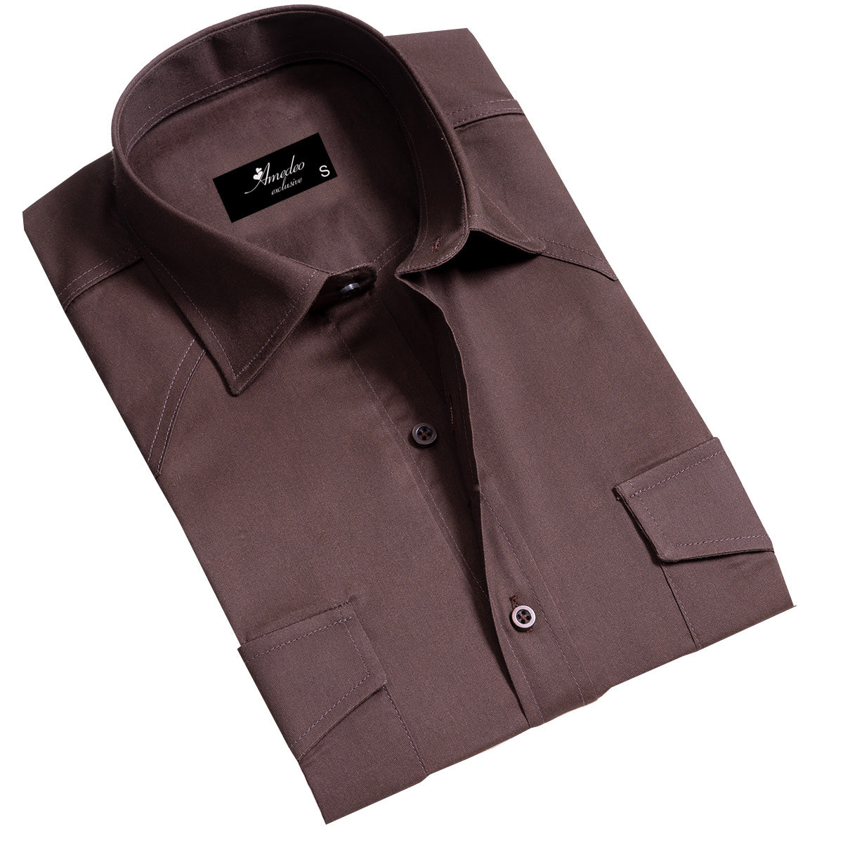 Dark Brown Mens Slim Fit Designer Dress Shirt - tailored Cotton Shirts for Work and Casual Wear