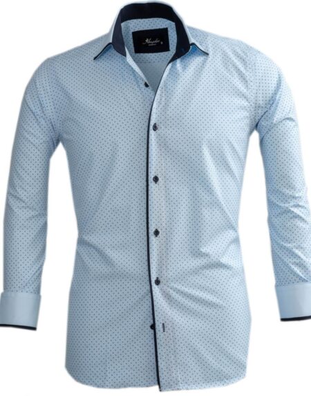 Light Blue Mens Slim Fit Designer Dress Shirt - tailored Cotton Shirts for Work and Casual Wear - Amedeo Exclusive
