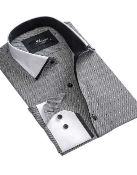 Grey Stars Mens Slim Fit Designer Dress Shirt - tailored Cotton Shirts for Work and Casual Wear - Amedeo Exclusive