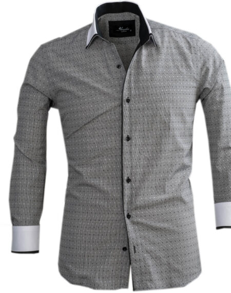 Grey Stars Mens Slim Fit Designer Dress Shirt - tailored Cotton Shirts for Work and Casual Wear - Amedeo Exclusive