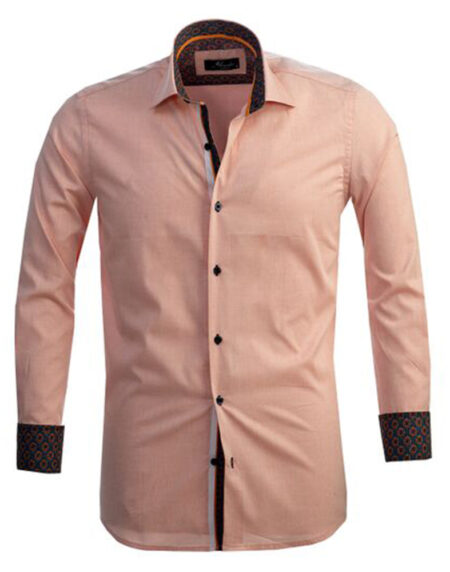 Light Orange Mens Slim Fit Designer Dress Shirt - tailored Cotton Shirts for Work and Casual Wear - Amedeo Exclusive