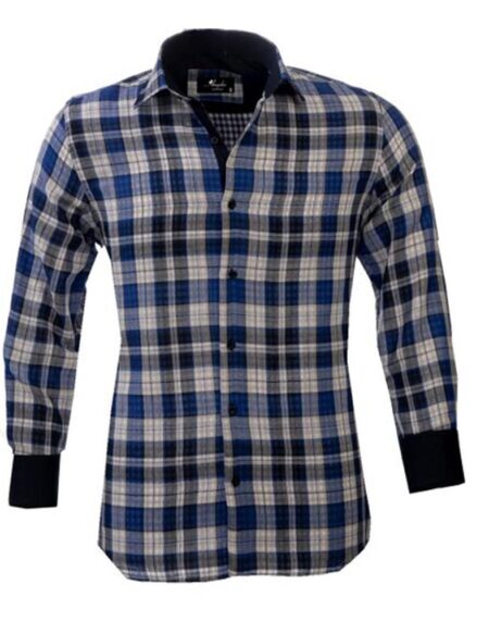 Blue White Check Mens Slim Fit Designer Dress Shirt - tailored Cotton Shirts for Work and Casual - Amedeo Exclusive