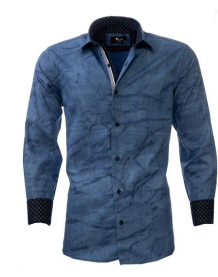 Denim Blue Mens Slim Fit Designer Dress Shirt - tailored Cotton Shirts for Work and Casual Wear - Amedeo Exclusive