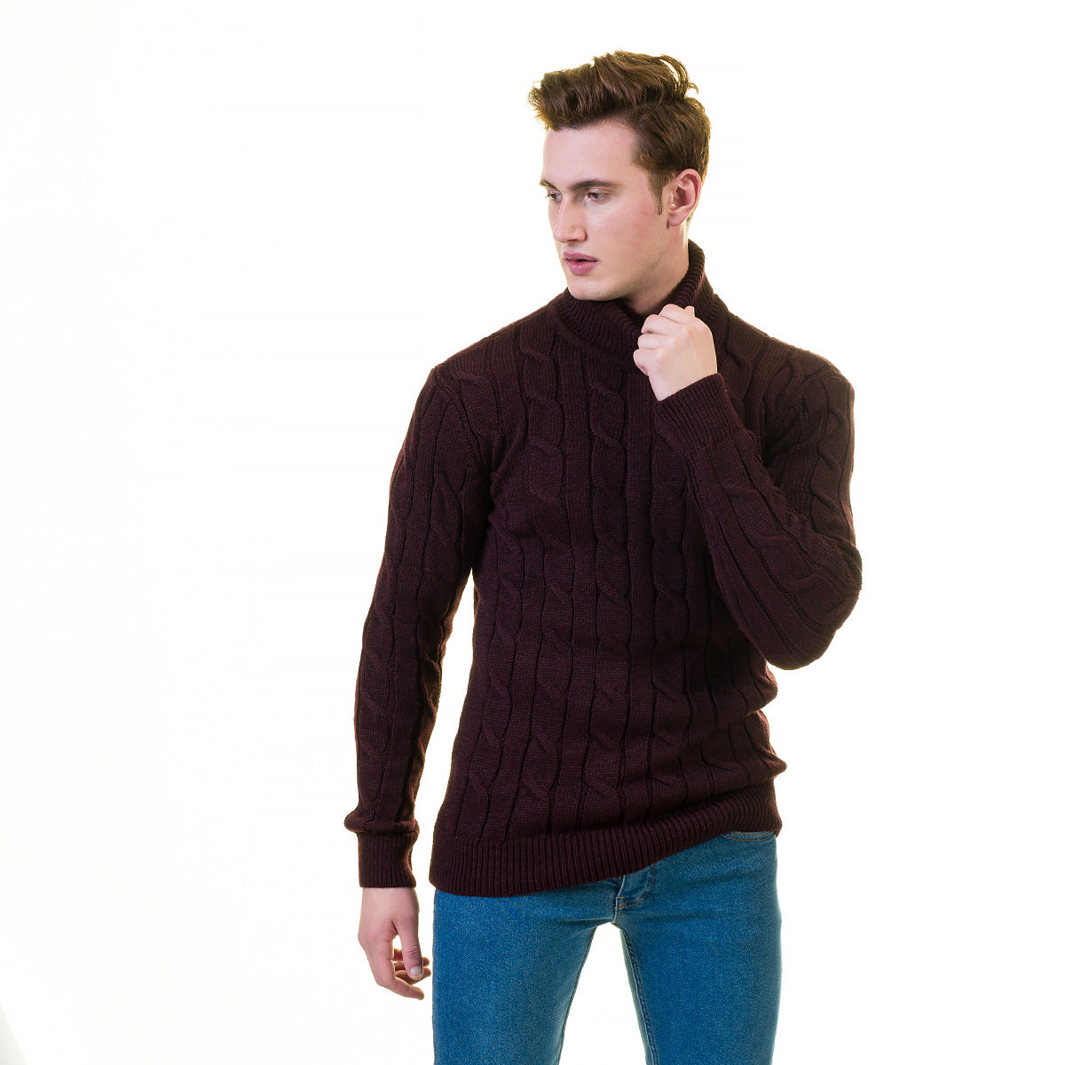 Full Dark Black European Wool Luxury Zippered With Sweater Jacket Warm Winter Tailor Fit - Image 4