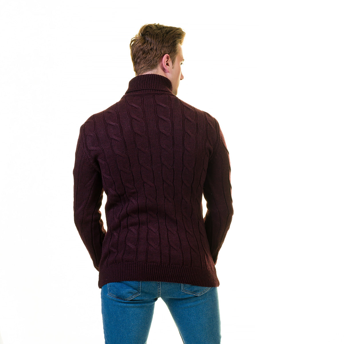 Full Dark Black European Wool Luxury Zippered With Sweater Jacket Warm Winter Tailor Fit - Image 5