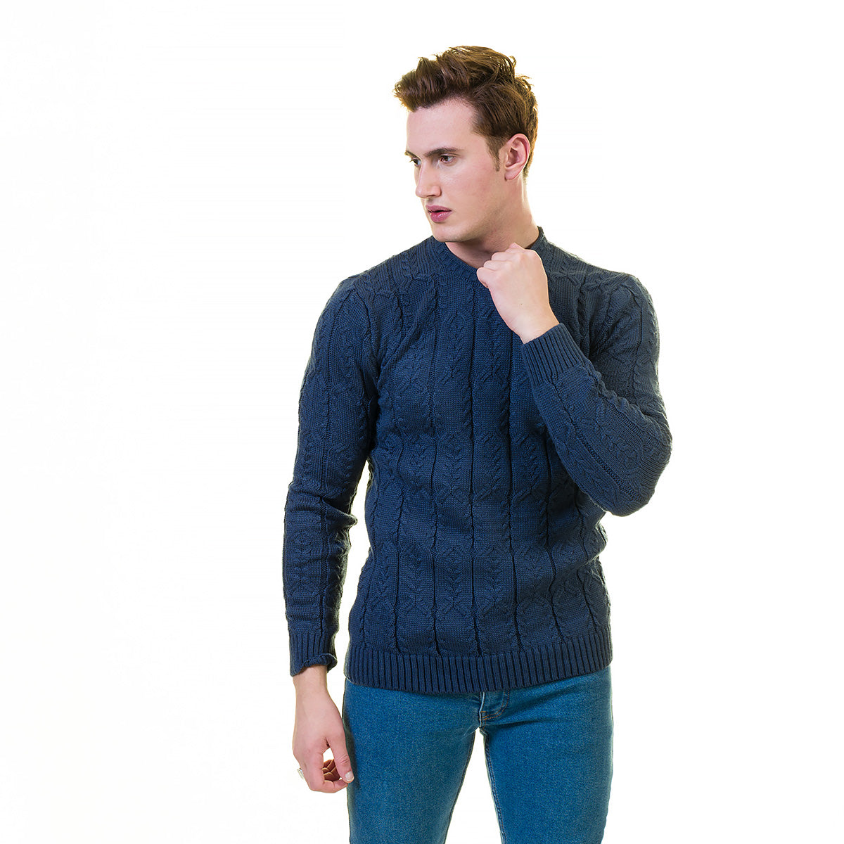 Dark Blue European Wool Luxury Zippered With Sweater Jacket Warm Winter Tailor Fit - Image 2