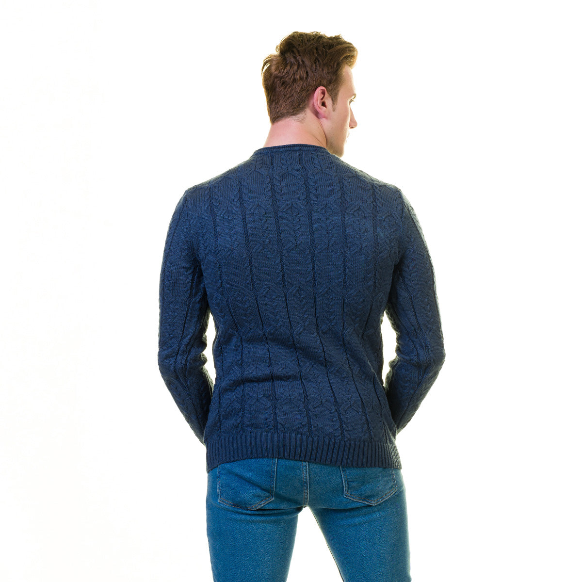 Dark Blue European Wool Luxury Zippered With Sweater Jacket Warm Winter Tailor Fit - Image 5