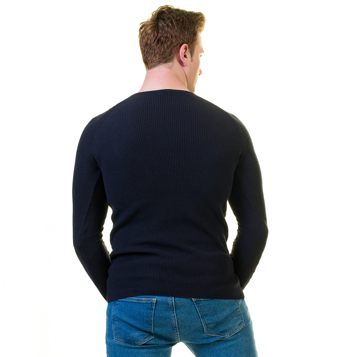 Full Black Wool Luxury Zippered With Sweater Jacket Warm Winter Tailor Fit - Image 4