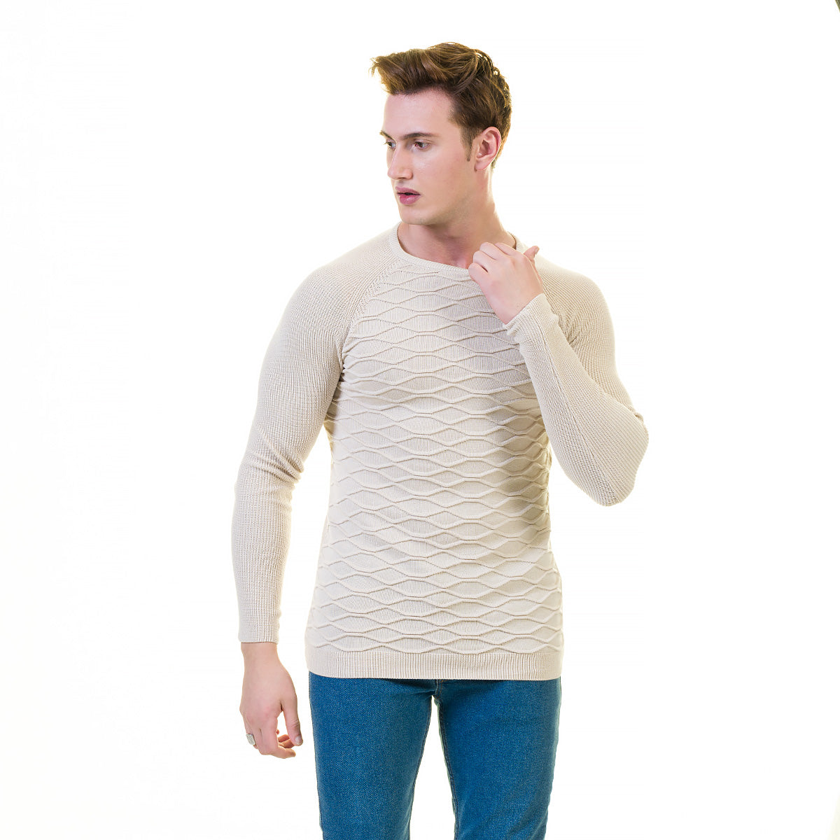 Off White Printed European Wool Luxury Zippered With Sweater Jacket Warm Winter Tailor Fit - Image 5