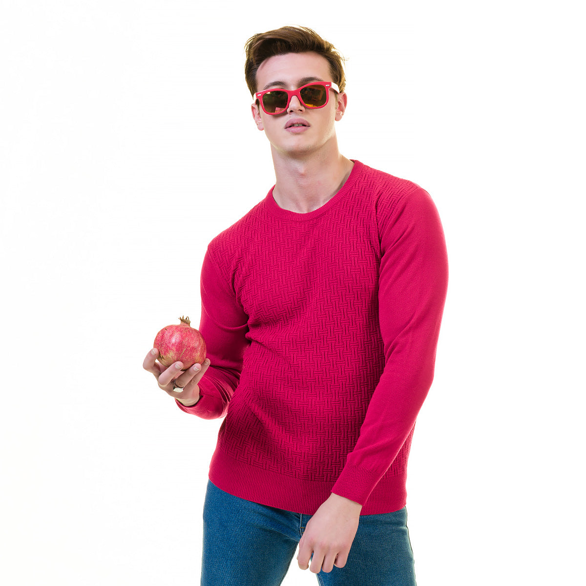 Dark Pink European Wool Luxury Zippered With Sweater Jacket Warm Winter Tailor Fit - Image 6