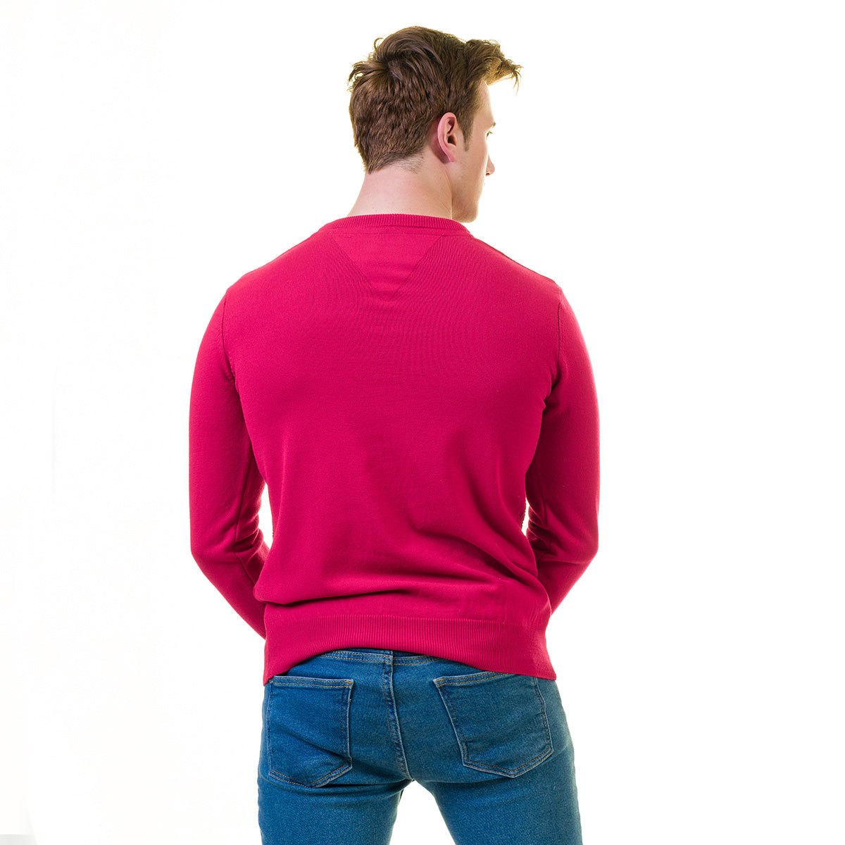 Dark Pink European Wool Luxury Zippered With Sweater Jacket Warm Winter Tailor Fit - Image 4