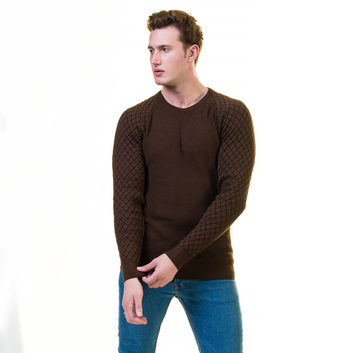 Dark Brown European Wool Luxury Zippered With Sweater Jacket Warm Winter Tailor Fit - Image 2